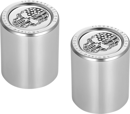 FIGURATI DESIGNS Docking Covers - American Flag Skull - Short - Contrast Cut - Silver FD27-DC-2530-SS