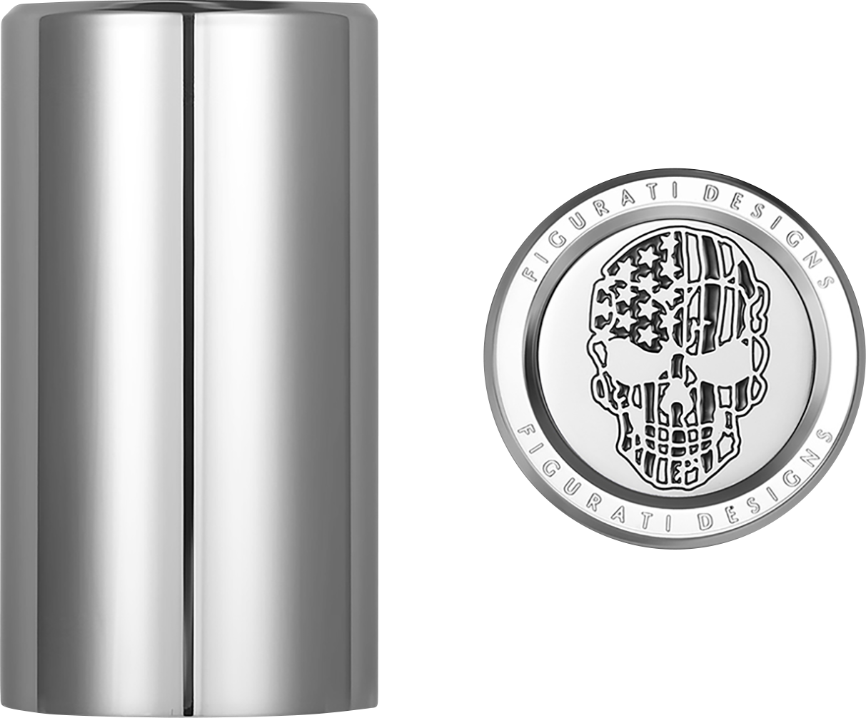 FIGURATI DESIGNS Docking Covers - American Flag Skull - Contrast Cut - Silver FD27-DC-2545-SS