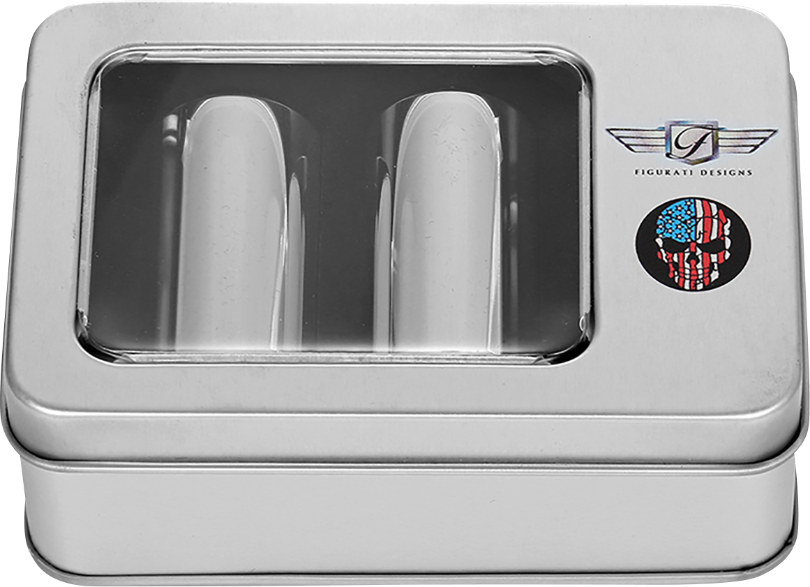 FIGURATI DESIGNS Docking Covers - Red/White/Blue American Flag Skull - Long - Silver FD24-DC-2545-SS