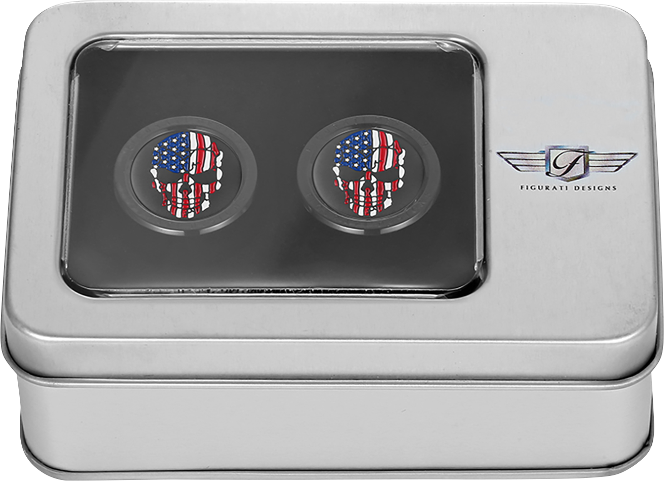 FIGURATI DESIGNS Docking Covers - Red/White/Blue American Flag Skull - Short - Black FD25-DC-2530-BK