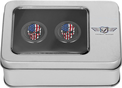 FIGURATI DESIGNS Docking Covers - Red/White/Blue American Flag Skull - Short - Black FD25-DC-2530-BK