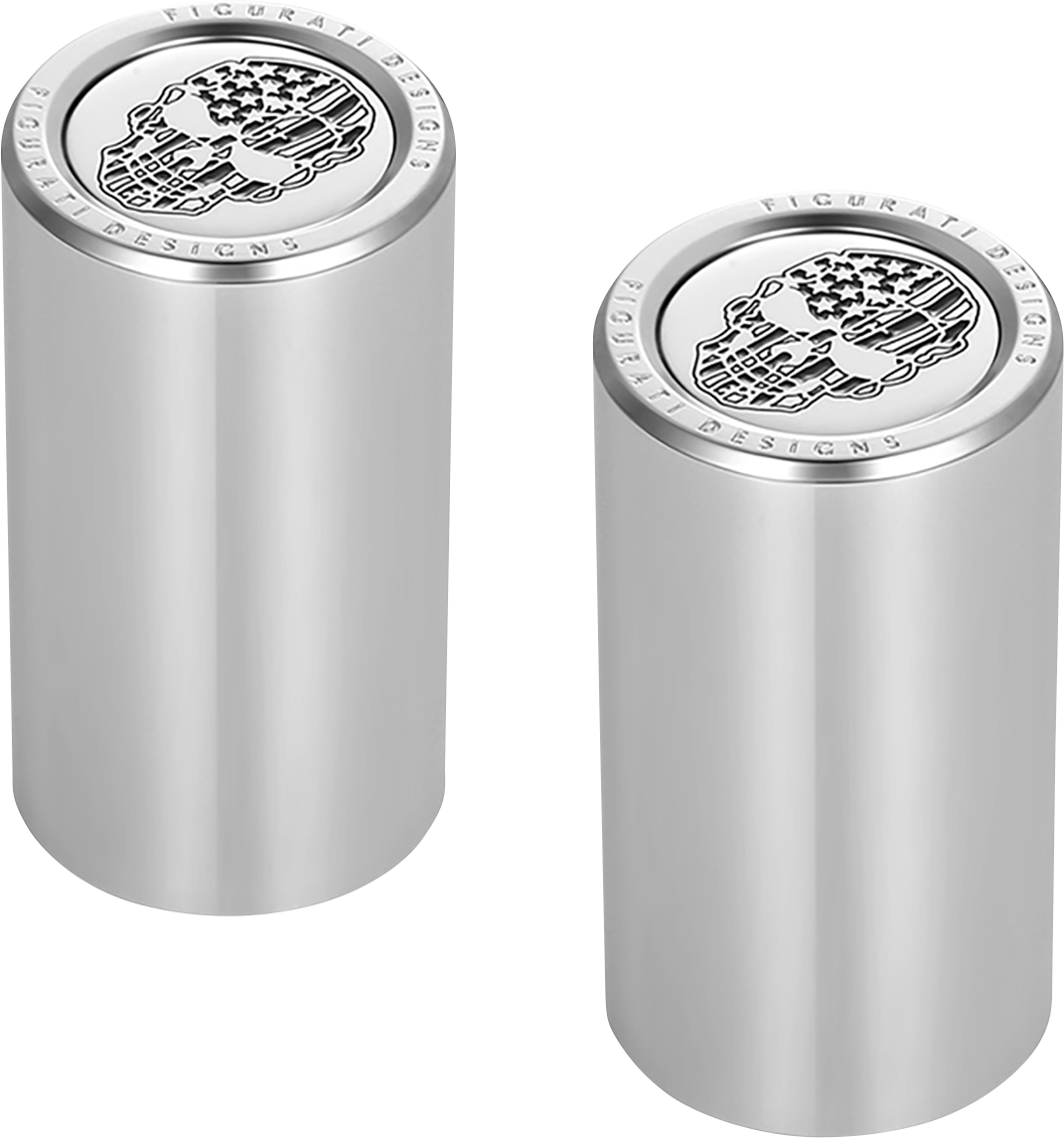 FIGURATI DESIGNS Docking Covers - American Flag Skull - Contrast Cut - Silver FD27-DC-2545-SS