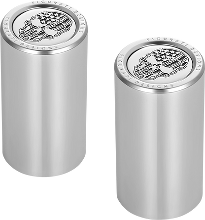FIGURATI DESIGNS Docking Covers - American Flag Skull - Contrast Cut - Silver FD27-DC-2545-SS