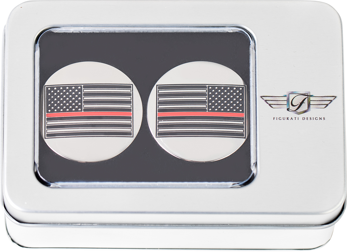 FIGURATI DESIGNS Swing Arm Covers - Red Line American Flag - Custom - Reversed FD73-AFRL-SS