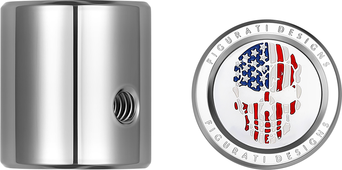FIGURATI DESIGNS Heel-Toe Shifter Cover - American Flag Skull - Red/White/Blue FD24-HTSC-SS