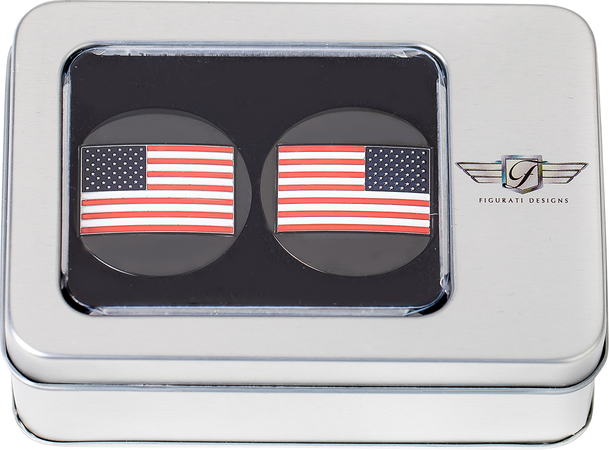 FIGURATI DESIGNS Swing Arm Covers - American Flag - Custom - Reversed - Black FD21R-AF-BK