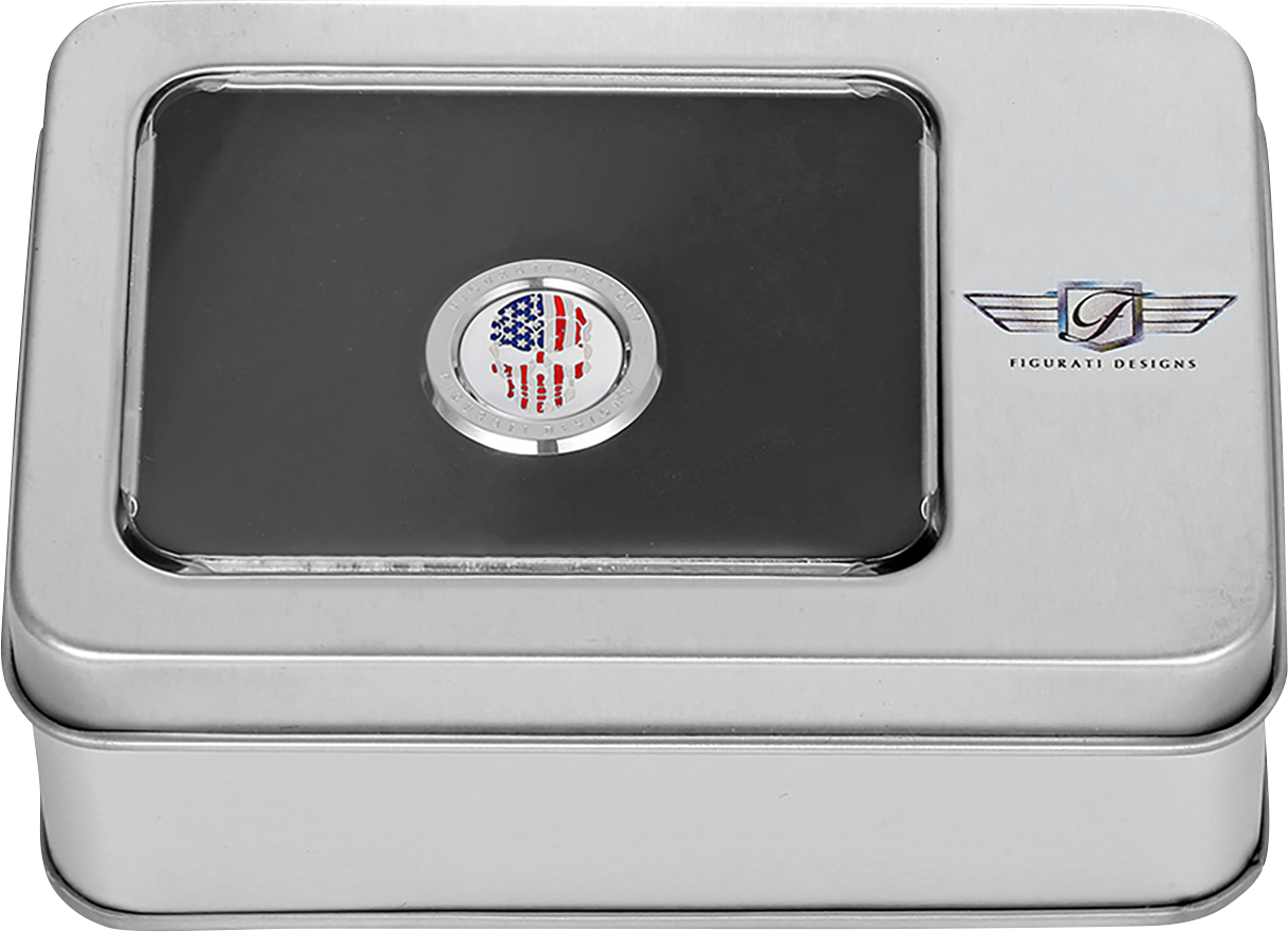 FIGURATI DESIGNS Heel-Toe Shifter Cover - American Flag Skull - Red/White/Blue FD24-HTSC-SS