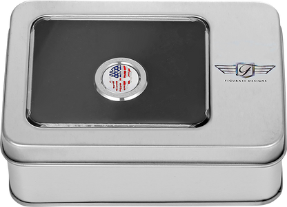 FIGURATI DESIGNS Heel-Toe Shifter Cover - American Flag Skull - Red/White/Blue FD24-HTSC-SS