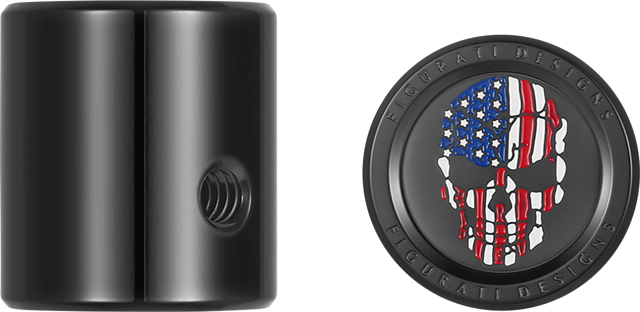 FIGURATI DESIGNS Heel-Toe Shifter Cover - American Flag Skull - Red/White/Blue/Black FD25-HTSC-BLK