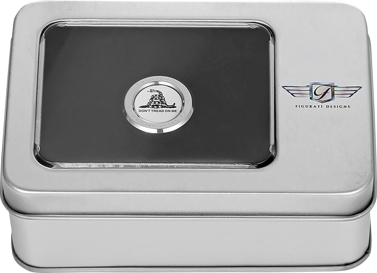 FIGURATI DESIGNS Heel-Toe Shifter Cover - Don't Tread On Me - Stainless Steel FD40-HTSC-SS
