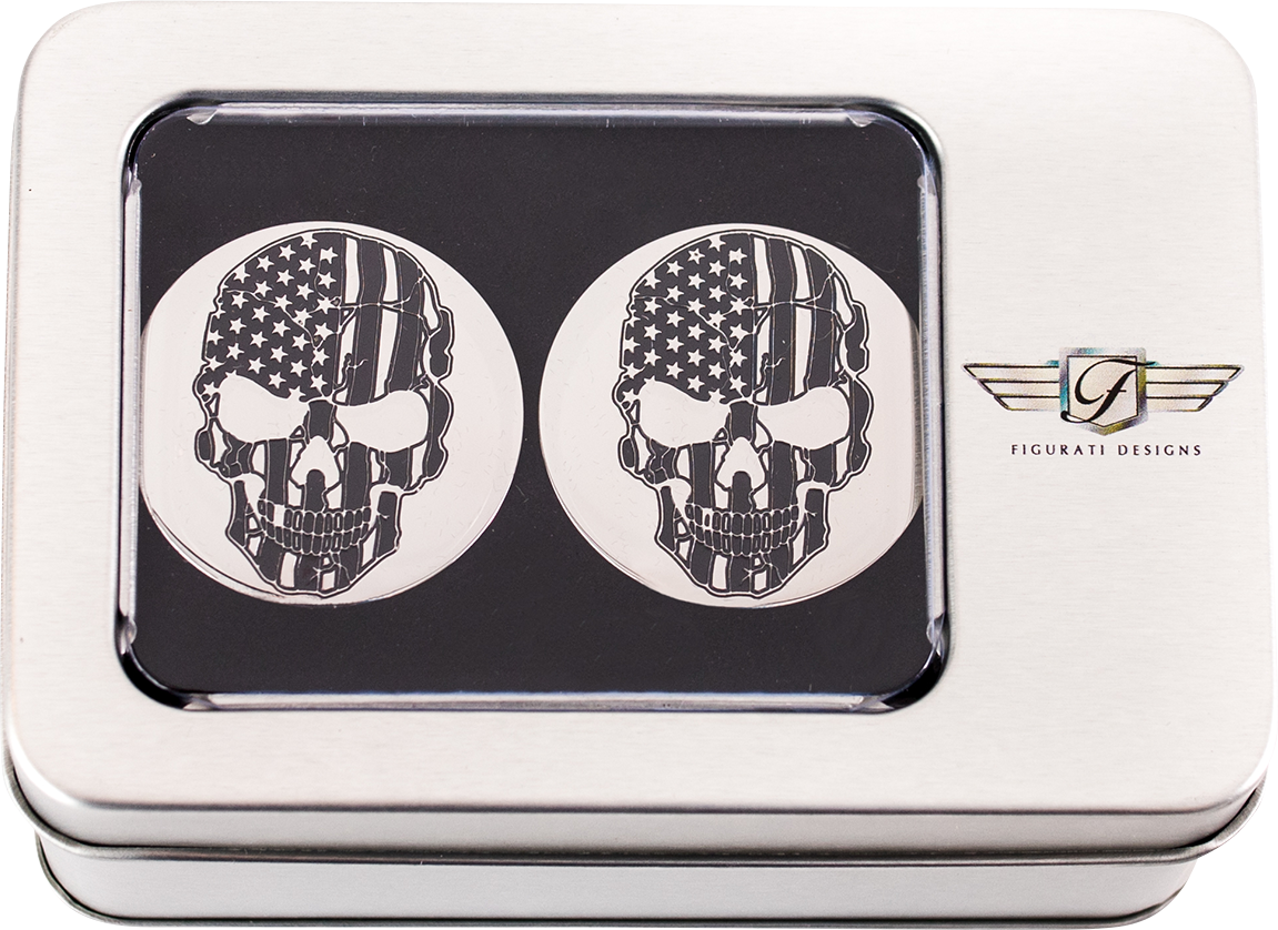 FIGURATI DESIGNS Swing Arm Covers - Contrast Cut - American Flag Skull - Custom FD27-SS-SKUL-CC