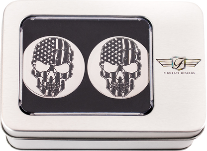 FIGURATI DESIGNS Swing Arm Covers - Contrast Cut - American Flag Skull - Custom FD27-SS-SKUL-CC