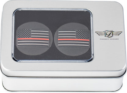 FIGURATI DESIGNS Swing Arm Covers - Red Line American Flag - Custom - Black - Reversed FD75-AFRL-BLK