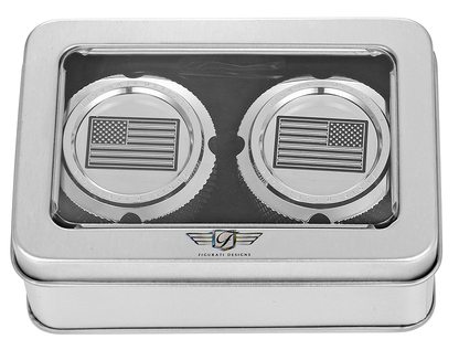 FIGURATI DESIGNS Axle Nut Cover - Front - Stainless Steel - American Flag - Contrast Cut - Reversed - Silver FD26R-FAC-SS