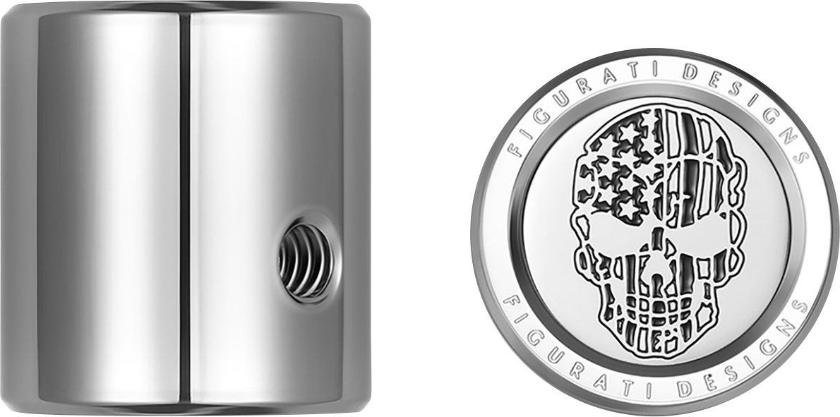 FIGURATI DESIGNS Heel-Toe Shifter Cover - American Flag Skull - Stainless Steel FD27-HTSC-SS
