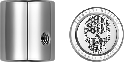 FIGURATI DESIGNS Heel-Toe Shifter Cover - American Flag Skull - Stainless Steel FD27-HTSC-SS