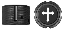 FIGURATI DESIGNS Axle Nut Cover - Front - Stainless Steel - Cross - Black FD41-FAC-BK