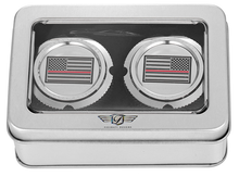 FIGURATI DESIGNS Axle Nut Cover - Front - Stainless Steel - Red Line Flag - Silver FD73-FAC-SS