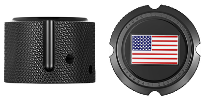 FIGURATI DESIGNS Axle Nut Cover - Front - Stainless Steel - Red/White/Blue Flag - Reversed - Black FD21R-FAC-BK