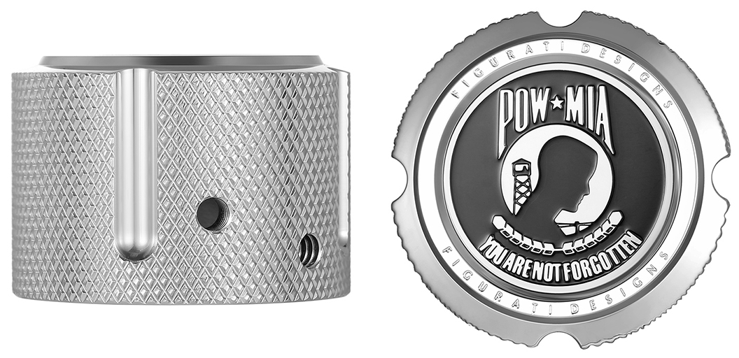 FIGURATI DESIGNS Axle Nut Cover - Front - Stainless Steel - POW MIA - Silver FD50-FAC-SS