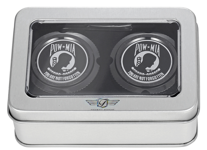 FIGURATI DESIGNS Axle Nut Cover - Front - Stainless Steel - POW MIA - Black FD50-FAC-BK