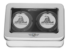 FIGURATI DESIGNS Axle Nut Cover - Front - Stainless Steel - Don't Tread On Me - Black FD40-FAC-BK