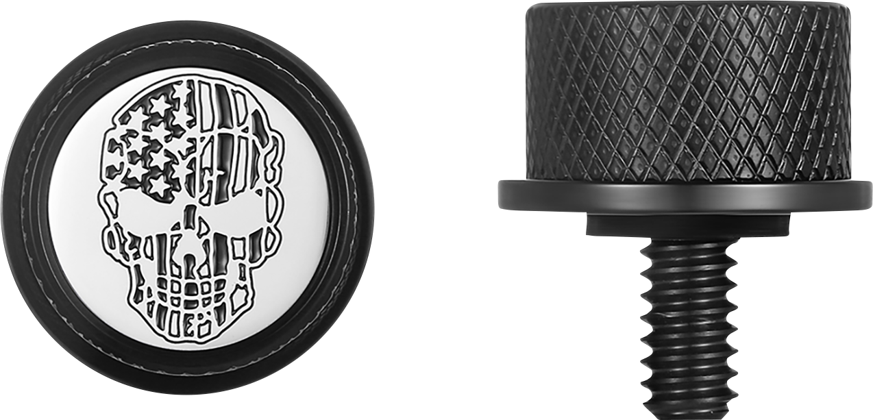 FIGURATI DESIGNS Seat Mounting Knob - Black - Skull - Contrast Cut FD27-SEAT KN-BK