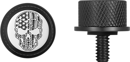 FIGURATI DESIGNS Seat Mounting Knob - Black - Skull - Contrast Cut FD27-SEAT KN-BK