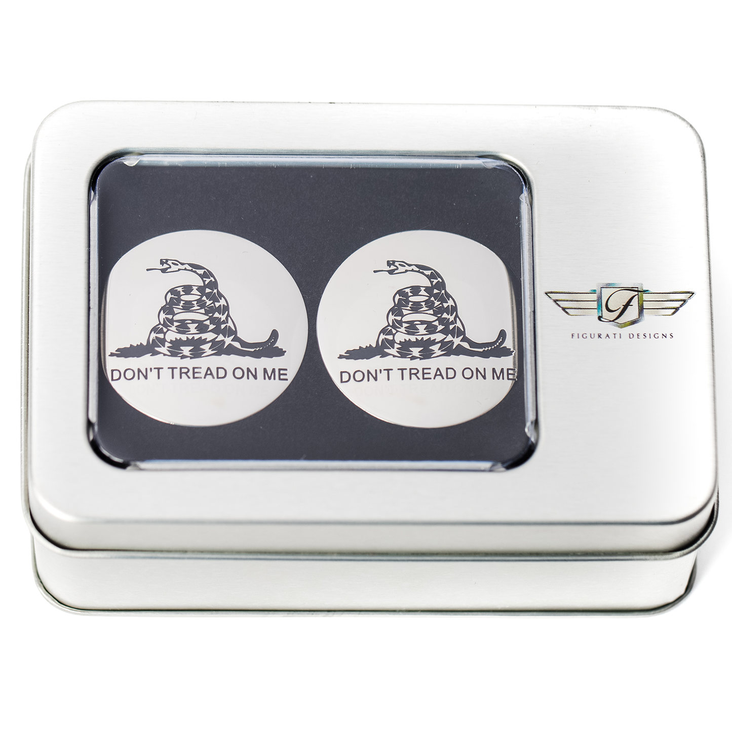 FIGURATI DESIGNS Swing Arm Covers - Don't Tread On Me - Custom FD40-DTOM-SS