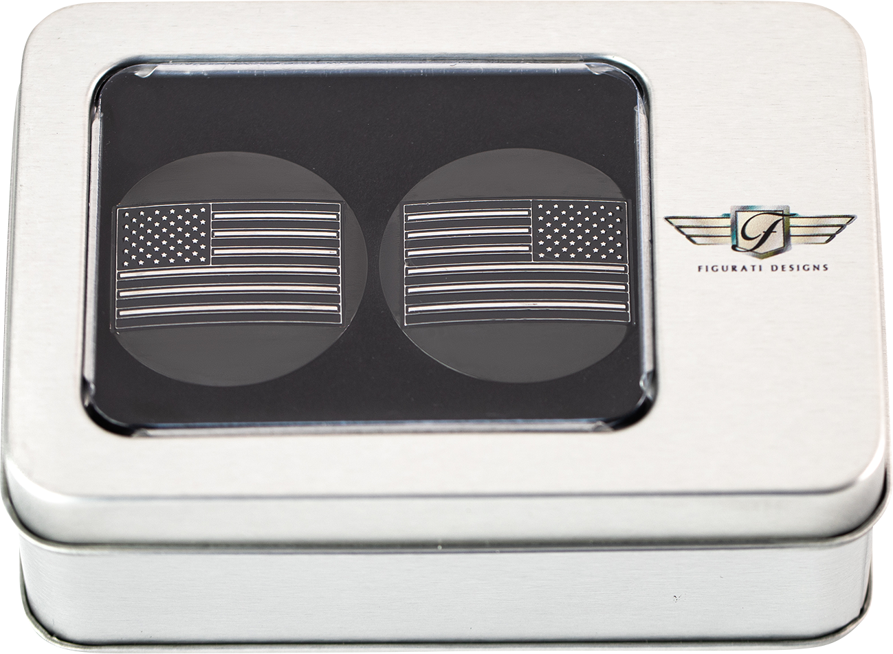 FIGURATI DESIGNS Swing Arm Covers - Black Contrast Cut American Flag - Custom - Reversed - Black FD26R-AF-CC-BK