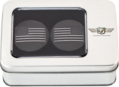 FIGURATI DESIGNS Swing Arm Covers - Black Contrast Cut American Flag - Custom - Reversed - Black FD26R-AF-CC-BK