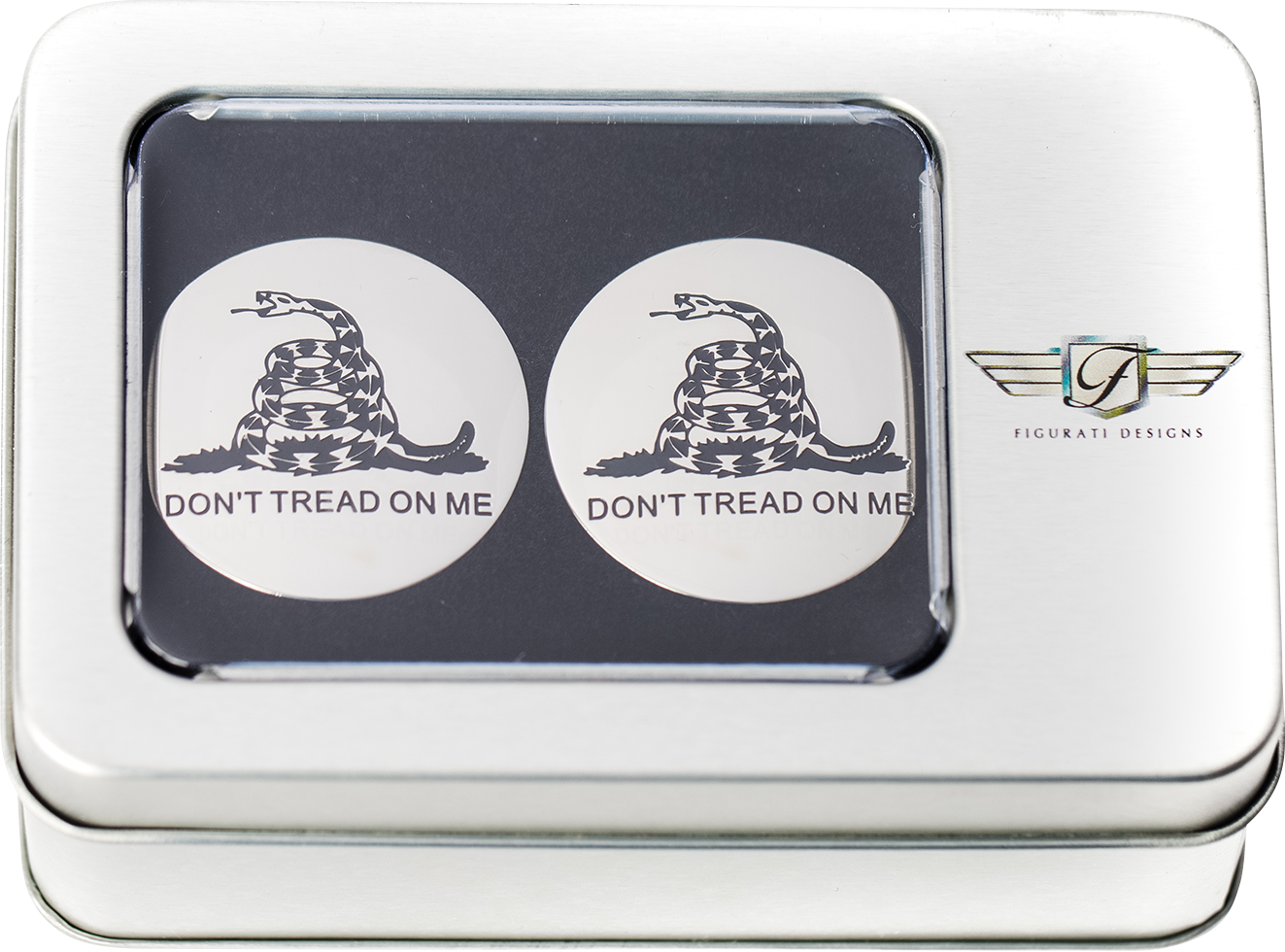 FIGURATI DESIGNS Swing Arm Covers - Don't Tread On Me - Custom FD40-DTOM-SS