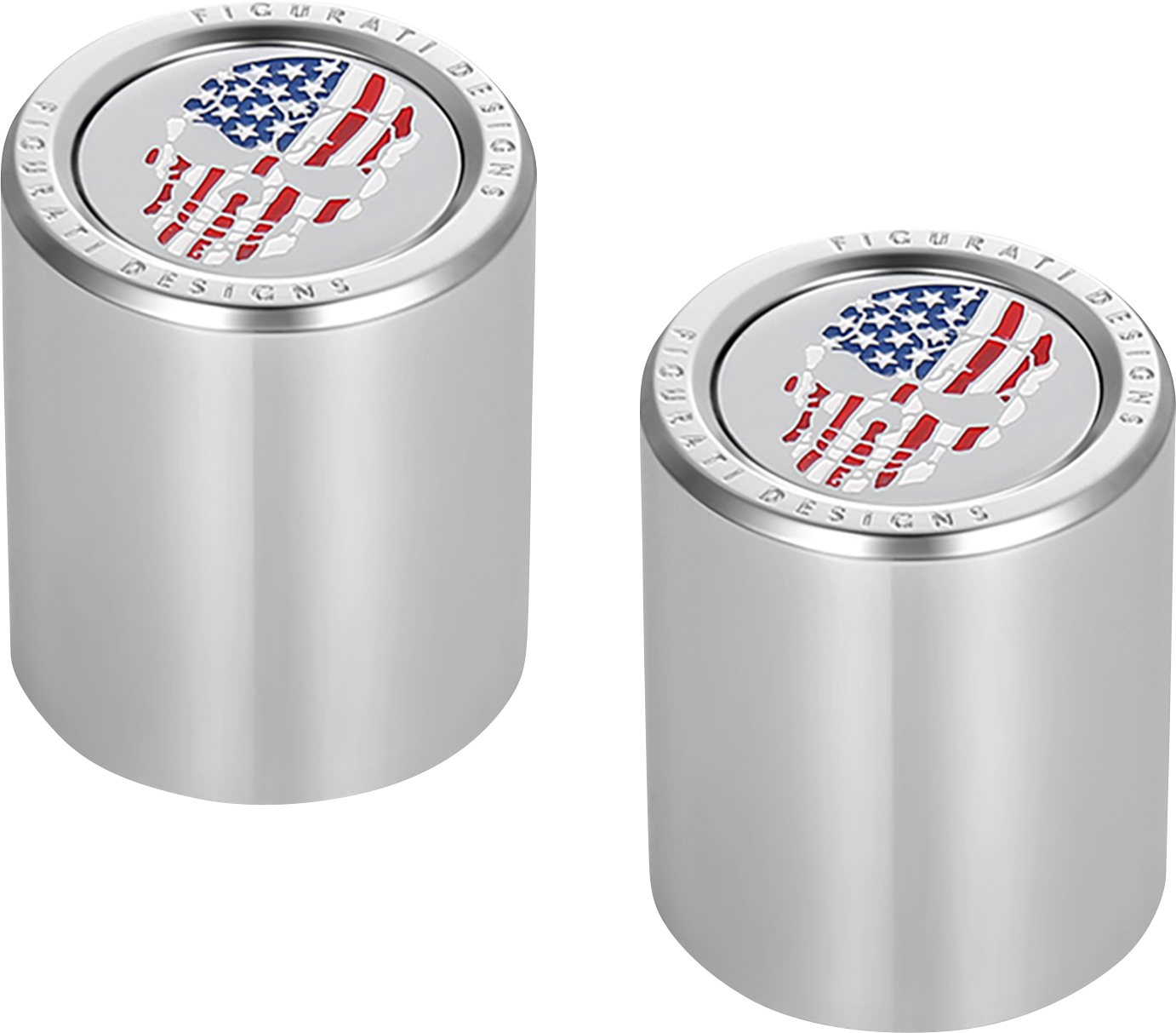 FIGURATI DESIGNS Docking Covers - Red/White/Blue American Flag Skull - Short - Silver FD24-DC-2530-SS