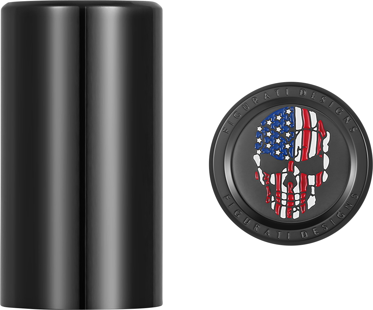 FIGURATI DESIGNS Docking Covers - Red/White/Blue American Flag Skull - Long - Black FD25-DC-2545-BK