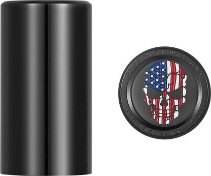 FIGURATI DESIGNS Docking Covers - Red/White/Blue American Flag Skull - Long - Black FD25-DC-2545-BK