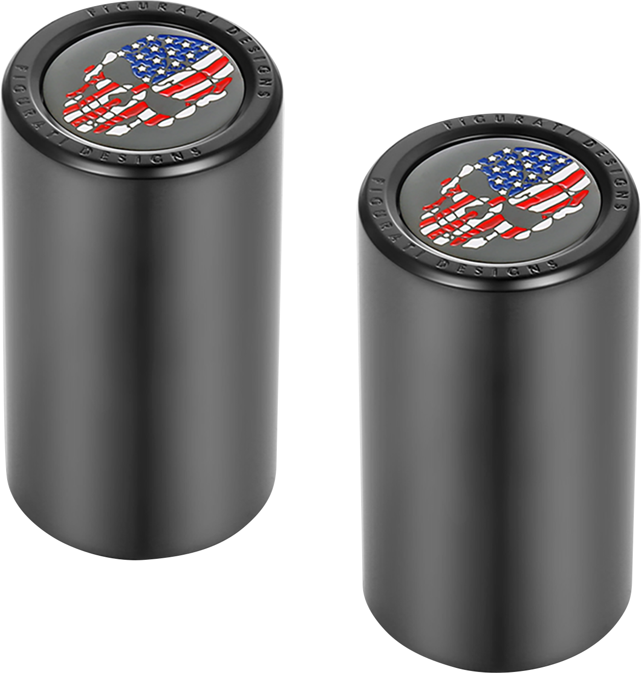 FIGURATI DESIGNS Docking Covers - Red/White/Blue American Flag Skull - Long - Black FD25-DC-2545-BK