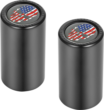FIGURATI DESIGNS Docking Covers - Red/White/Blue American Flag Skull - Long - Black FD25-DC-2545-BK
