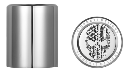 FIGURATI DESIGNS Docking Covers - American Flag Skull - Contrast Cut - Silver FD27-DC-2730-SS
