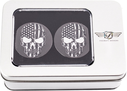 FIGURATI DESIGNS Swing Arm Covers - Contrast Cut - American Flag Skull - Custom - Black FD28-BKSKULL-CC