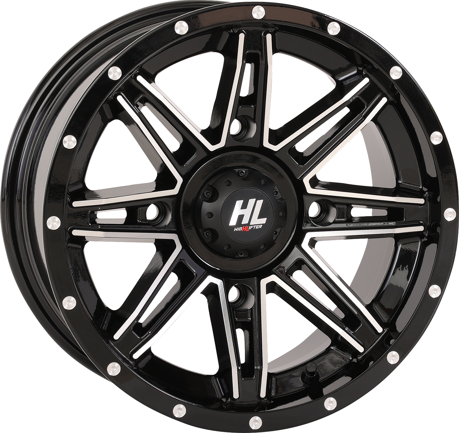 HIGH LIFTER Wheel - HL22 - Front/Rear - Gloss Black w/Machined - 14x7 - 4/156 - 4+3 (+10 mm) 14HL22-1156