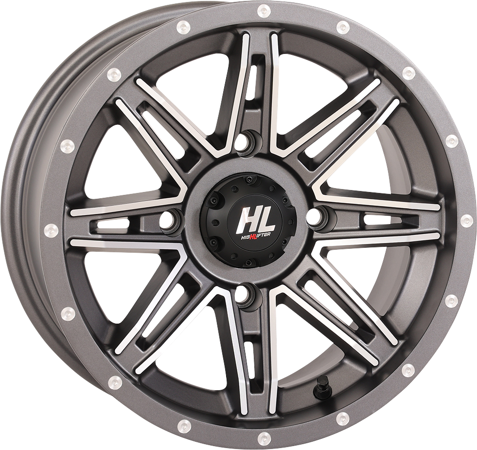 HIGH LIFTER Wheel - HL22 - Front/Rear - Gun Metal Gray w/Machined - 14x7 - 4/137 - 4+3 (+10 mm) 14HL22-1837