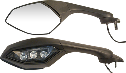 EMGO Mirror - OEM - Replacement - Side View - Cat Eye - Black - Left - Each 20-37502