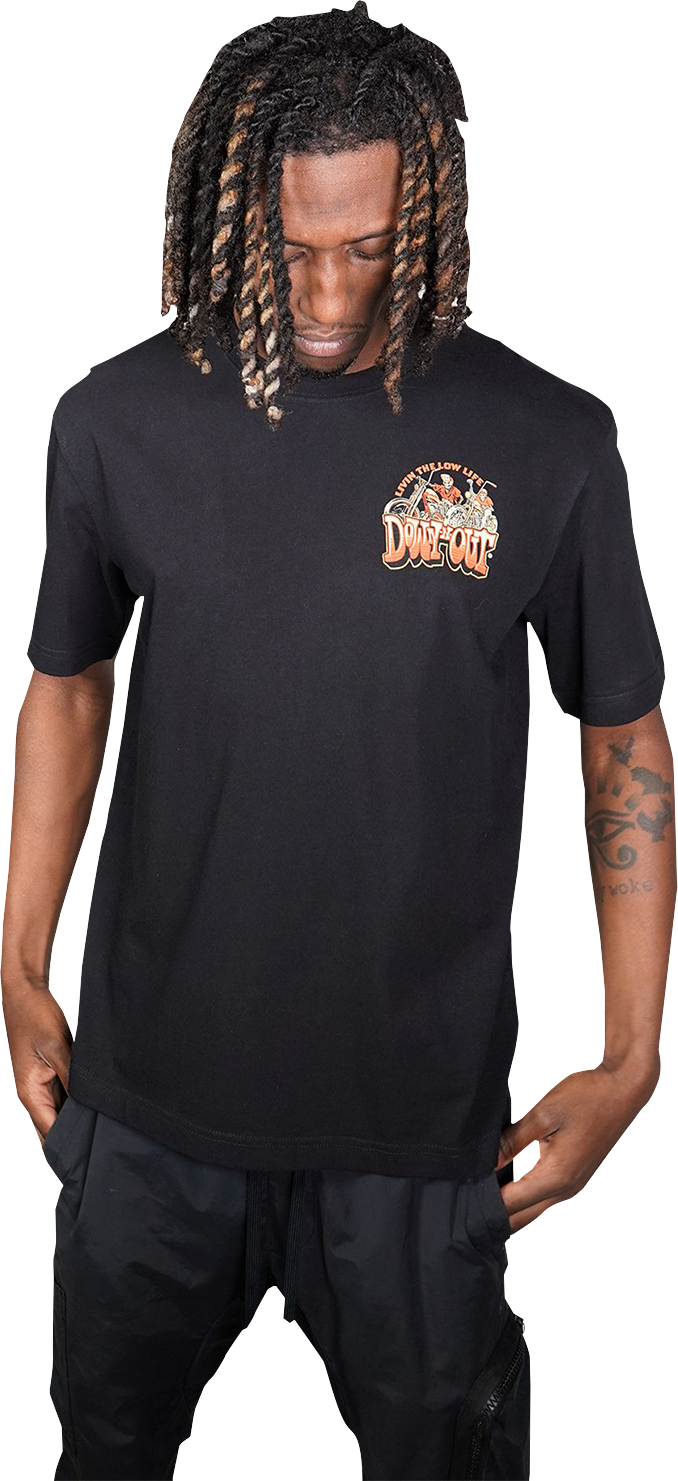 LETHAL THREAT Down-N-Out 4 Life T-Shirt - Black - Medium DT10044M