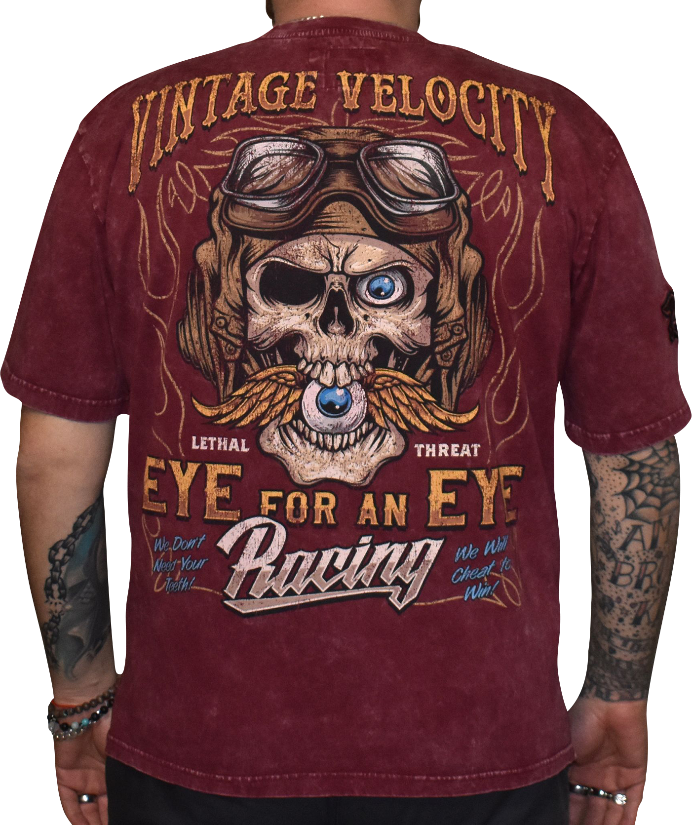 LETHAL THREAT Vintage Velocity Eye for an Eye T-Shirt - Red - Large VV40179L