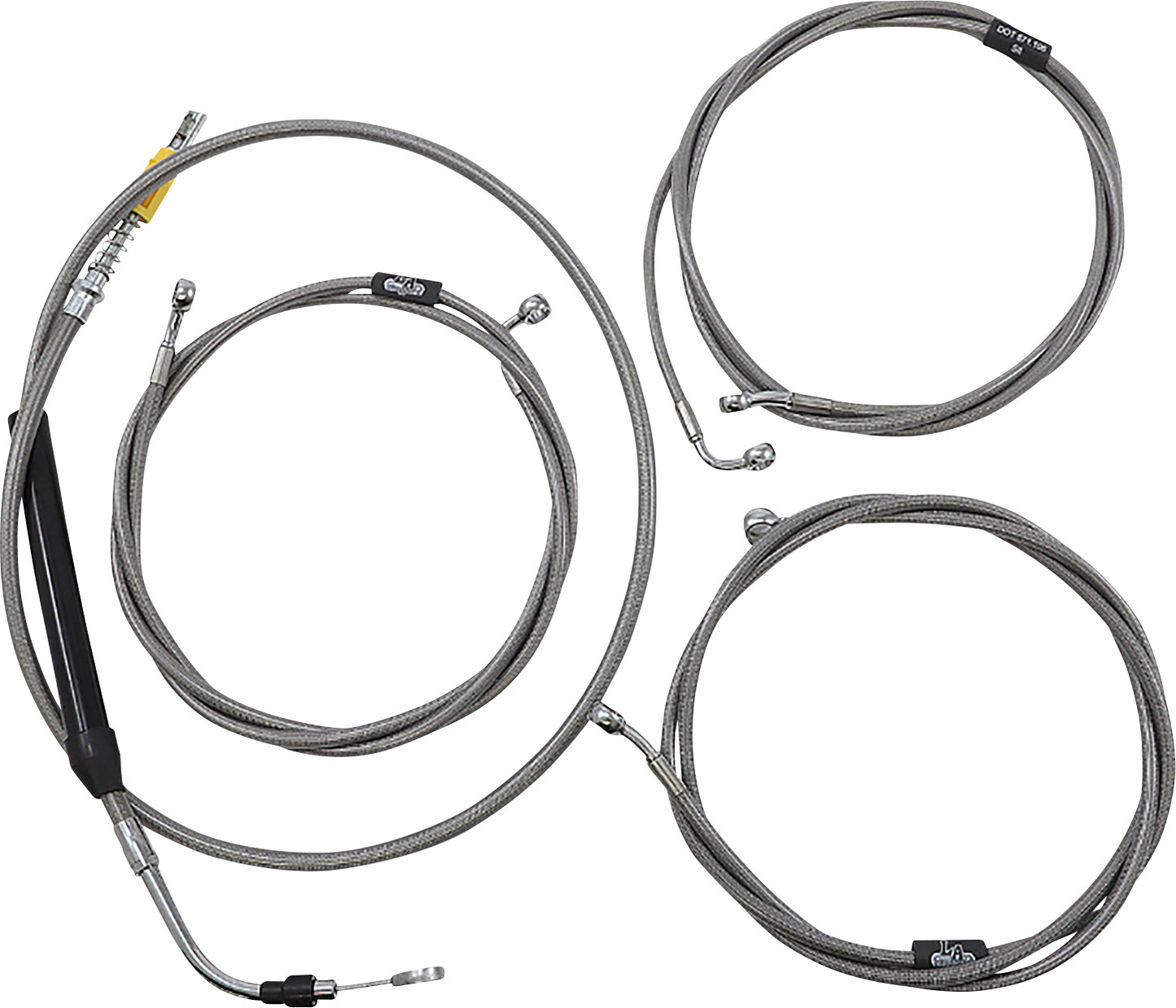 LA CHOPPERS Standard Stainless Braided Handlebar Cable/Brake Line Kit - 15"-17" Ape Hangers - '21-'22 Touring LA-8058KT-16
