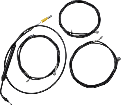 LA CHOPPERS Standard Midnight Braided Handlebar Cable/Brake Line Kit - 12"-14" Ape Hangers - '21-'22 Touring LA-8058KT-13M