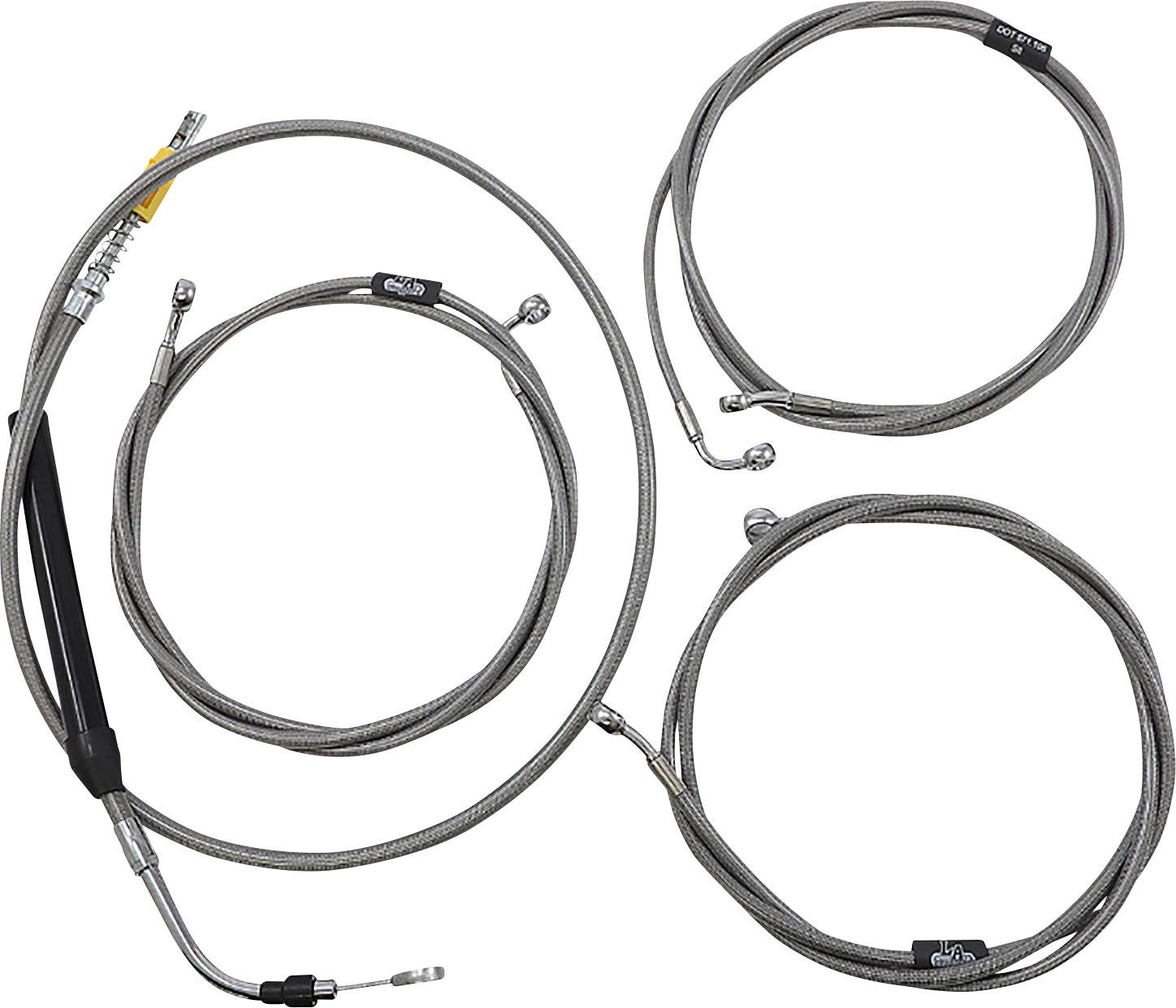 LA CHOPPERS Standard Stainless Braided Handlebar Cable/Brake Line Kit - 18"-20" Ape Hangers - '21-'22 Touring LA-8058KT-19