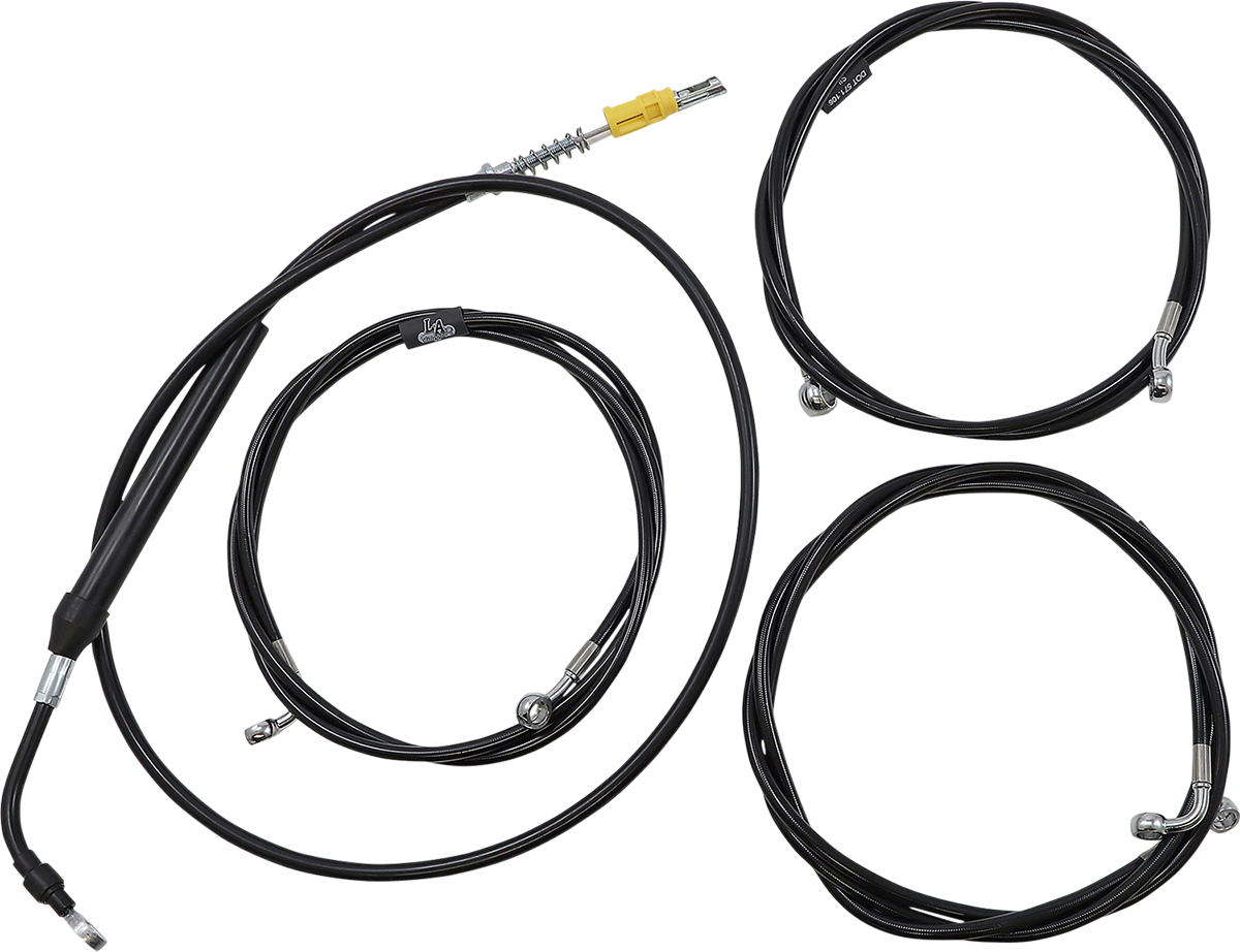 LA CHOPPERS Standard Black Vinyl Handlebar Cable/Brake Line Kit - 18"-20" Ape Hangers - '21-'22 Touring LA-8058KT-19B