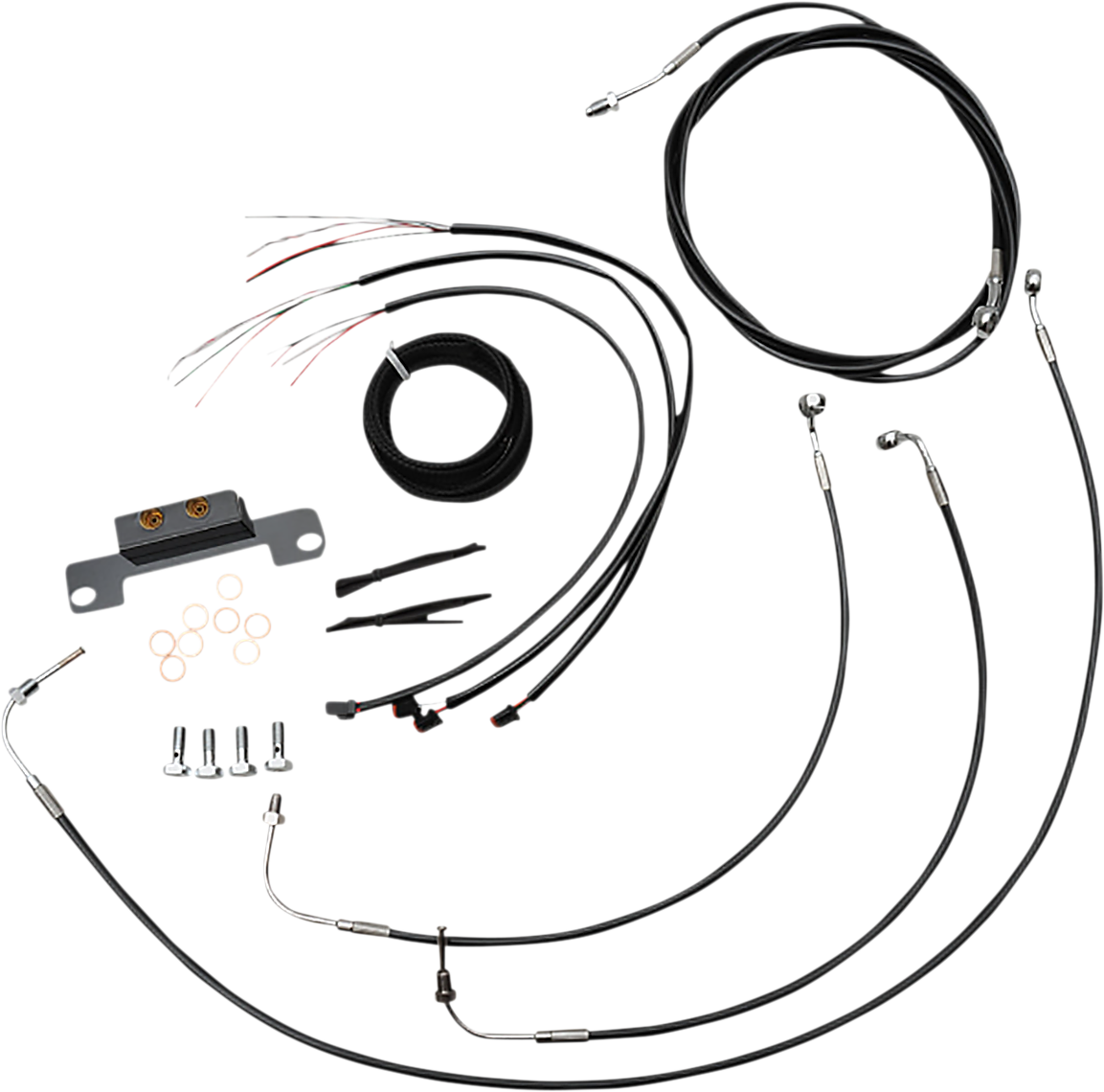 LA CHOPPERS Complete Black Vinyl Braided Handlebar Cable/Brake Line Kit - Stock Handlebars - '21-'22 Touring LA-8058KT2-08B