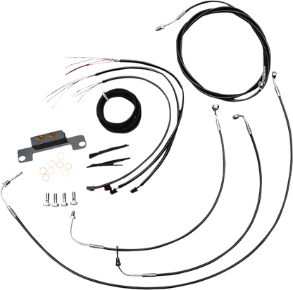 LA CHOPPERS Complete Black Vinyl Braided Handlebar Cable/Brake Line Kit - Stock Handlebars - '21-'22 Touring LA-8058KT2-08B